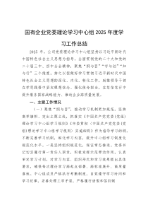 (材料)国有企业党委理论学习中心组2025年度学习工作总结