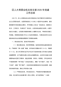 区人大常委会机关党支部2025年党建工作总结(参考)