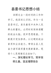县委书记思想小结(参考)