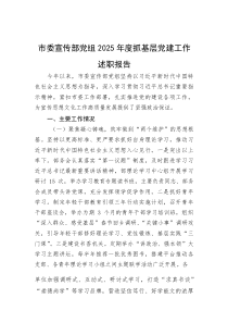 (材料)市委宣传部党组2025年度抓基层党建工作述职报告
