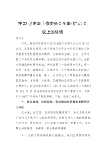 在区老龄工作委员会全体（扩大）会议上的讲话(参考)