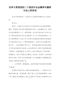 在学习贯彻党的二十届四中全会精神专题研讨会上的讲话