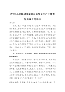 在县发展和改革委员会安全生产工作专题会议上的讲话(参考)