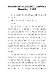 在市低空经济专家委员会成立大会暨产业发展座座谈会上的讲话