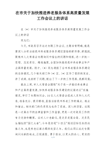 在市关于加快推进养老服务体系高质量发展工作会议上的讲话