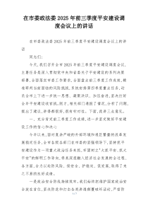 在市委政法委2025年前三季度平安建设调度会议上的讲话