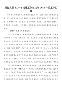 局党支部2025年党建工作总结和2026年的工作打算(参考)