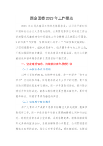 国企团委20XX年工作要点