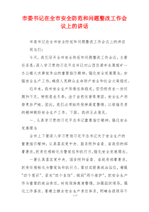 市委书记在全市安全防范和问题整改工作会议上的讲话