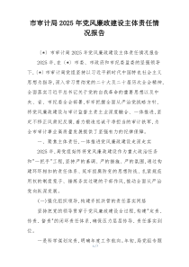 市审计局2025年党风廉政建设主体责任情况报告