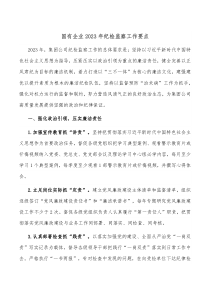 国有企业20XX年纪检监察工作要点