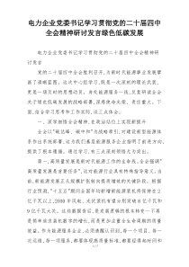 电力企业党委书记学习贯彻党的二十届四中全会精神研讨发言绿色低碳发展
