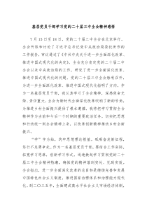 基层党员干部学习党的二十届三中全会精神感悟