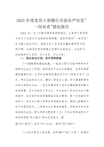 2025年度党员干部履行全面从严治党“一岗双责”情况报告(材料)