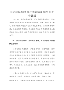 区司法局2025年工作总结及2026年工作计划(材料)