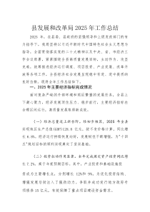 县发展和改革局2025年工作总结(材料)