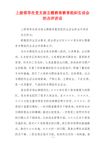上级领导在党支部主题教育教育组织生活会的点评讲话