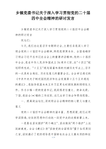 乡镇党委书记关于深入学习贯彻党的二十届四中全会精神的研讨发言