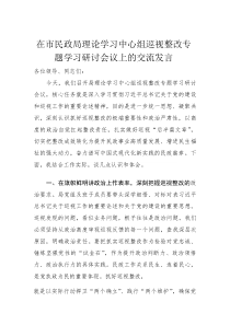 在市民政局理论学习中心组巡视整改专题学习研讨会议上的交流发言(材料)