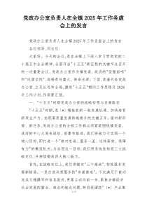 党政办公室负责人在全镇2025年工作务虚会上的发言