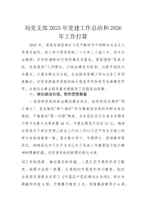局党支部2025年党建工作总结和2026年工作打算(材料)