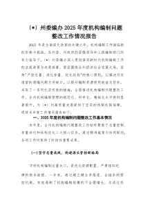 州委编办2025年度机构编制问题整改工作情况报告(材料)
