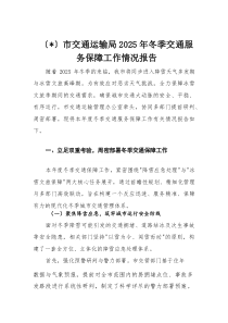 市交通运输局2025年冬季交通服务保障工作情况报告(材料)