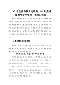 市住房和城乡建设局2025年度城镇燃气安全整治工作情况报告(材料)