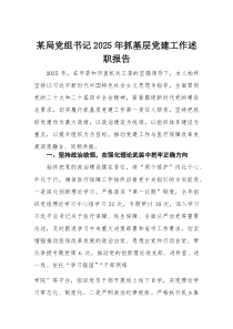 某局党组书记2025年抓基层党建工作述职报告(材料)