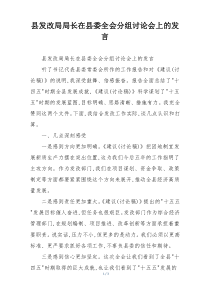 县发改局局长在县委全会分组讨论会上的发言