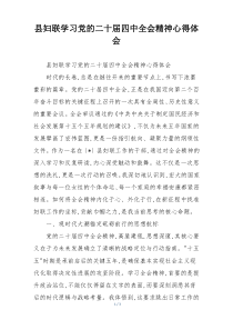 县妇联学习党的二十届四中全会精神心得体会