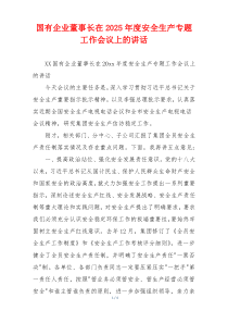 国有企业董事长在2025年度安全生产专题工作会议上的讲话