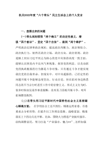 机关20XX年度六个带头民主生活会上的个人发言