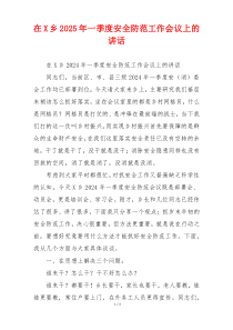 在X乡2025年一季度安全防范工作会议上的讲话