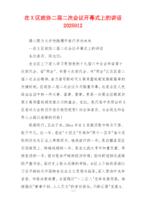 在X区政协二届二次会议开幕式上的讲话2025012