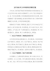 全市20XX年上半年经济运行情况汇报