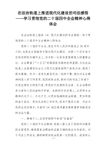 在法治轨道上推进现代化建设的司法感悟——学习贯彻党的二十届四中全会精神心得体会