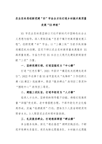 农业农村局创新党建田字法全方位打造乡村振兴高质量发展XX样板