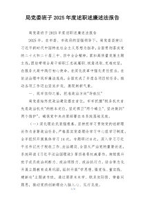 局党委班子2025年度述职述廉述法报告