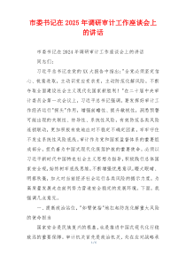 市委书记在2025年调研审计工作座谈会上的讲话