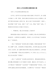 农村人才队伍建设创新经验汇报