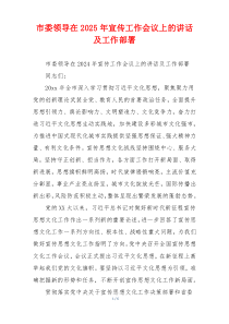 市委领导在2025年宣传工作会议上的讲话及工作部署