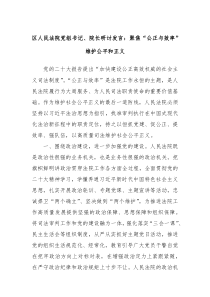 区人民法院党组书记院长研讨发言聚焦公正与效率维护公平和正义
