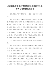 组织部长关于学习贯彻落实二十届四中全会精神心得体会组织工作