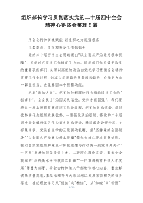 组织部长学习贯彻落实党的二十届四中全会精神心得体会整理5篇