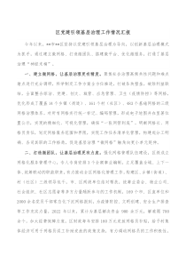 区党建引领基层治理工作情况汇报