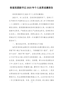 街道党委副书记2025年个人述责述廉报告