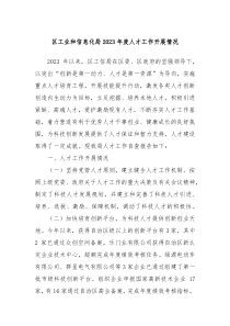 区工业和信息化局20XX年度人才工作开展情况