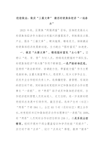 经验做法做实三篇文章激活村级集体经济一池春水