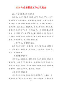 2025年全省督查工作会议发言